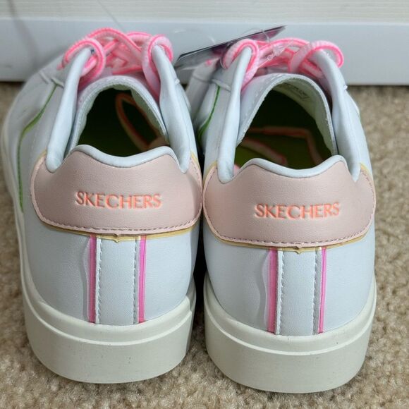 NWT Skechers Womens Court Classics Eden LX White/Pink/Green Shoes Sz7.5 - Picture 4 of 11